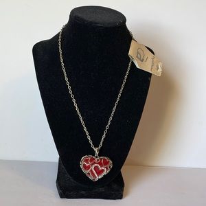 Crystal  Avenue (Kohl's) Red heart necklace  20" chain.